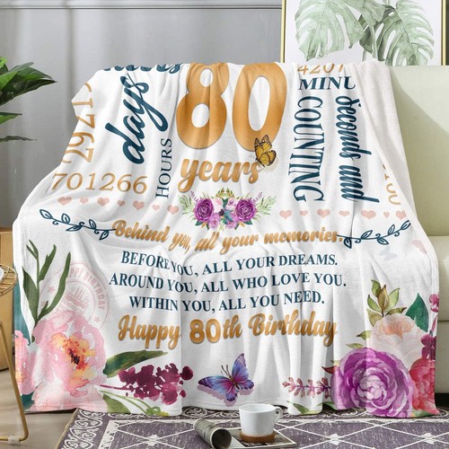 80th Birthday Gifts Women Blanket 50*60, 60 x 50 inch, - Picture 2 of 7