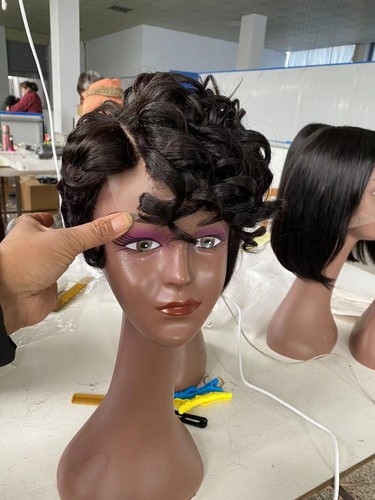 Short Bob Wig Pixie Cut Wig Curly Human Hair Wigs for Women 4x4 Lace Front Wigs - Picture 10 of 10