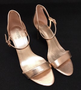 Michael-Kors-Women-039-s-Simone-Rose-Gold-Snake-Pattern-Heels-Size-10-M-New