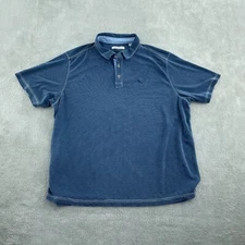 Tommy Bahama Mens Polo Shirt 1XLB Blue Striped TENCEL 3247