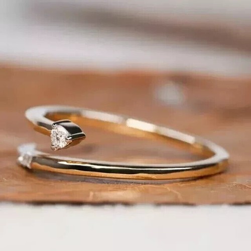 Arrow Shape Wedding Ring 1Ct Round Cut Simulated Diamond 14k Yellow Gold Plated - Bild 2 von 6