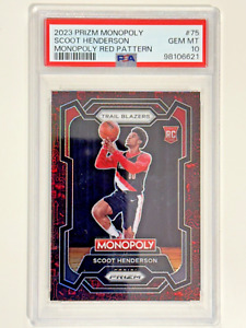 2023-24 Prizm Monopoly Scoot Henderson Red Pattern Prizm Rookie RC #75 PSA 10 Sp