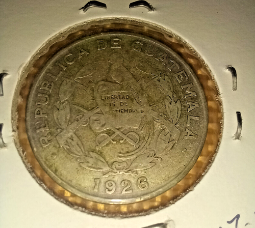 Moneda de plata extranjera/mundo Quetzal Guatemala 1926 en muy buen estado - Imagen 2 de 2
