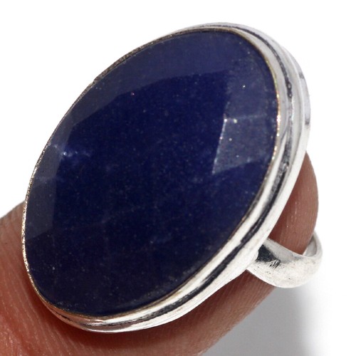 925 Silver Plated Simulated Blue Sapphire Ethnic Ring Jewelry Size Us 5.5 AU k84