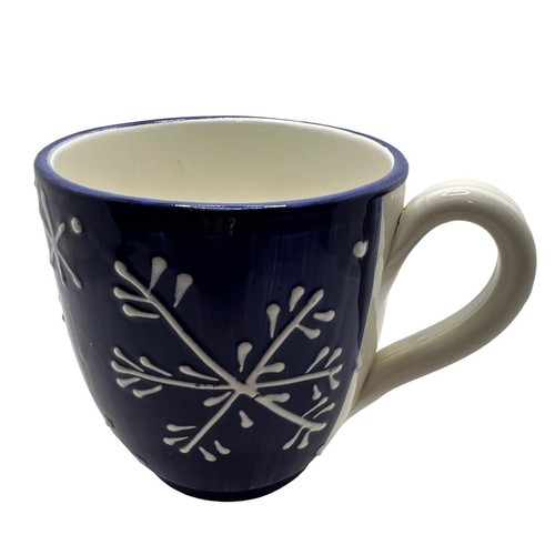 Ceramiche Toscane Italy Mug Blue Snowflakes Hand Painted Pottery 20 oz - Picture 7 of 7