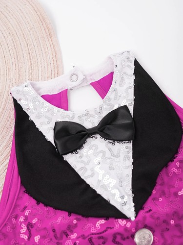 Kinder Mädchen Latein Tanz Performance Kostüm Rücken Pailletten - Tanzkleid - Bild 17 von 23