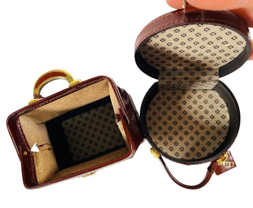 Vintage Mini 3” Eximious Leather Luggage Set Of 4 Made In Italy - Picture 7 of 15