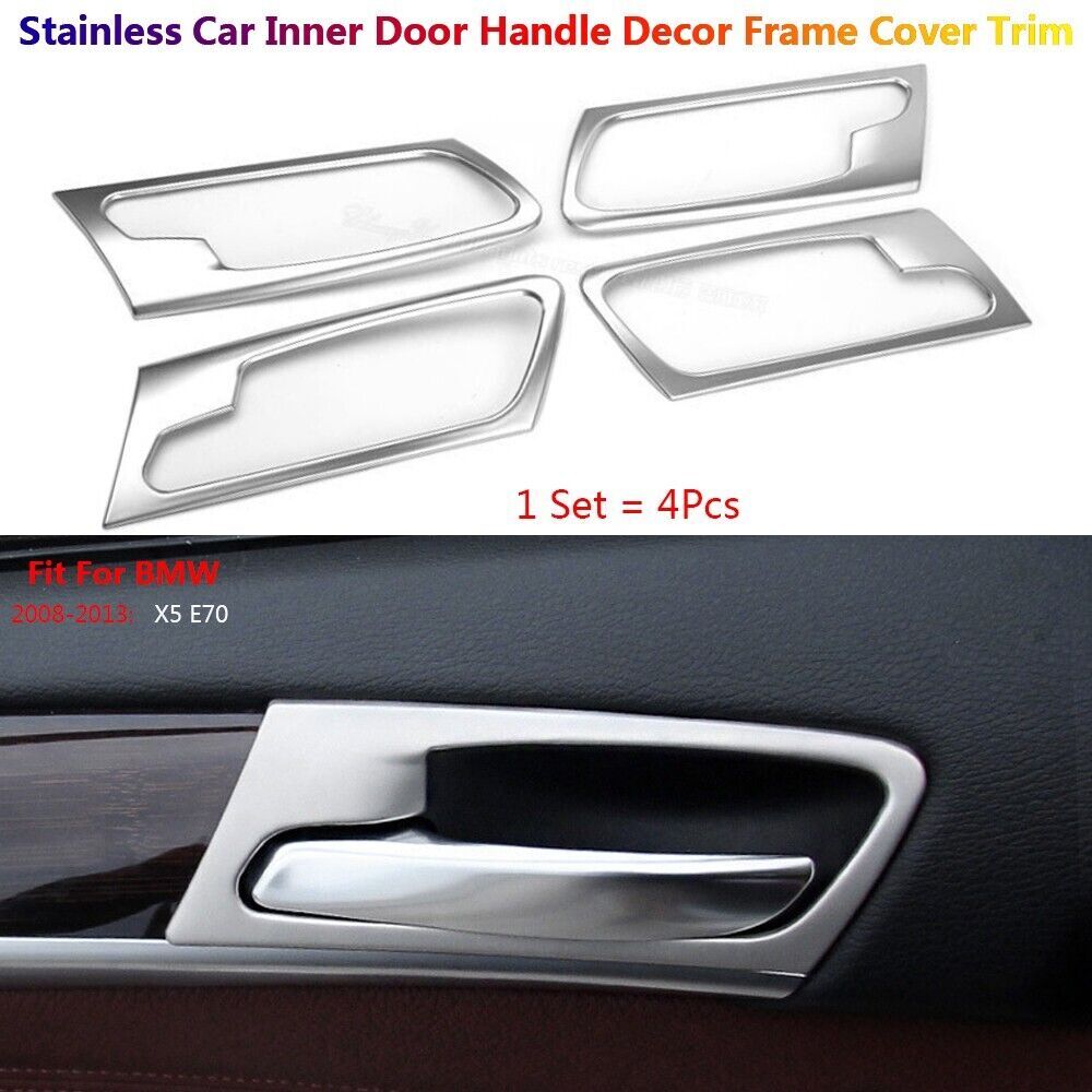 4Pcs Stainless Steel Car Inner Door Handle Cover Trim For BMW X5 E70 Accessories