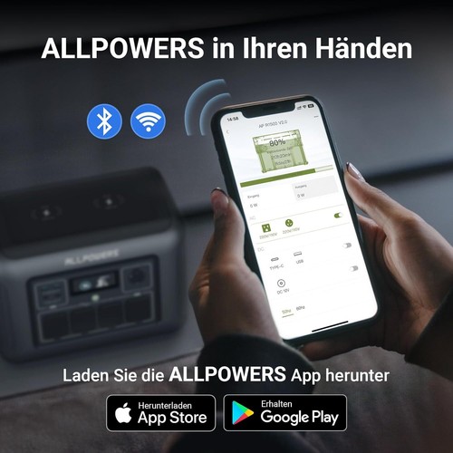 ALLPOWERS Tragbare Powerstation 1800W/1152Wh LiFePO4 Solargenerator  Wohnmobil - Bild 8 von 9
