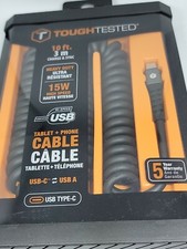 MIZCO  TOUGHTESTED TTCC10C2A 10 ft HEAVY-DUTY USB TO USB-C CHARGE  SYNC COILE...