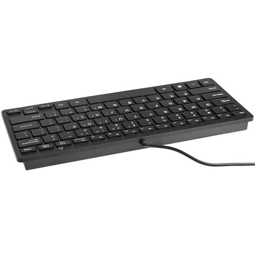 Ultra Thin Mini USB Wired Compact Keyboard for PC Mac Laptop 78 Key Silver Black - Picture 7 of 10