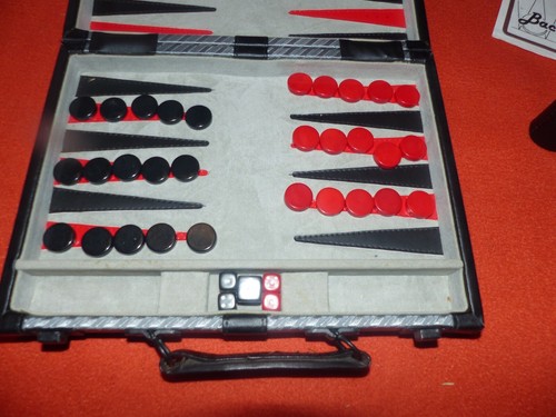 Backgammon im kleinen Kunstleder Koffer Reise Set griffige Steine 28 x 20,5 cm - Bild 3 von 16