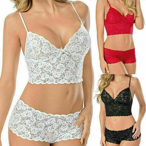Women Sexy Lace Lingerie Bralette Bra Set Thong Underwear Nightwear Sleepwear ! - Picture 4 of 41