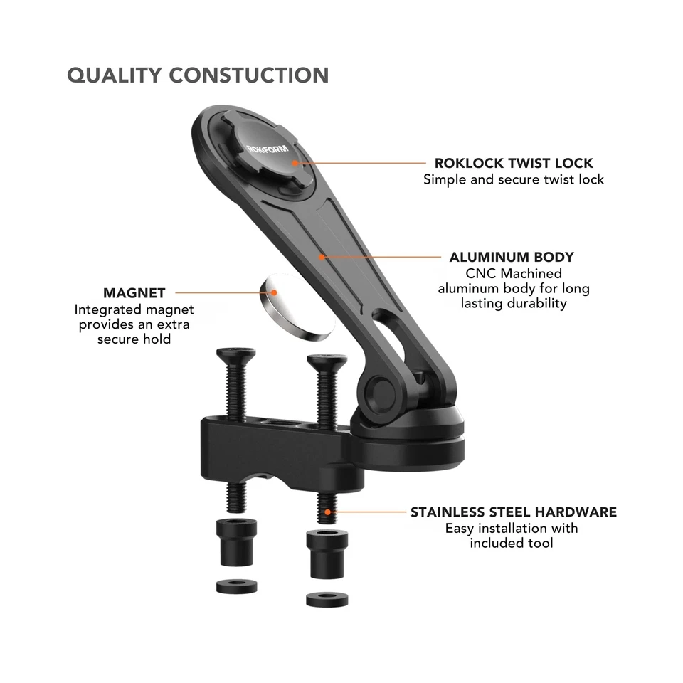ROKFORM - Motorcycle Cell Phone Perch Mount, Clutch Perch Phone Mount Fits Mo... - Image 3 of 4