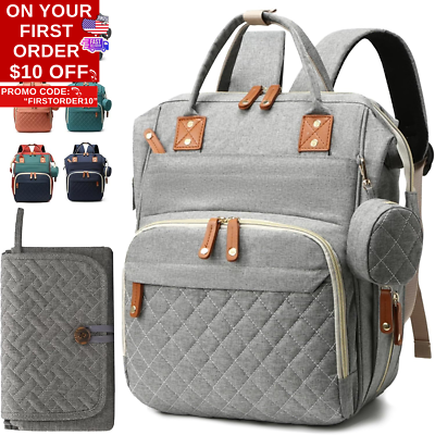 #ad Diaper Bag Backpack for Girls Boys: Gray Toddler Diaper Bag with Changing Pad Ba