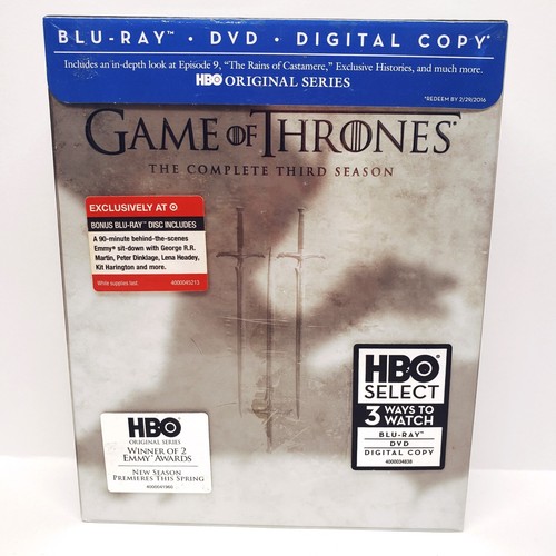 Game of Thrones Season 3 Blu-Ray DVD Digital Copy w/ Bonus Disc Target Exclusive - Imagen 1 de 5