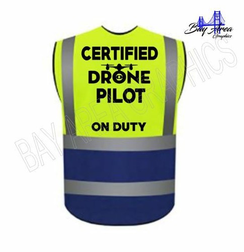 Chaleco certificado DRONE Pilot On Duty HI-VIS-SAFETY AMARILLO Y AZUL XL-2XL  - Imagen 1 de 4