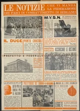 BERGAMO NEWSPAPER MURAL POSTER 100X70 FEDERATION GOVERNING PARTY 1939 PNF