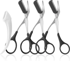 3Pcs-Eyebrow Scissors with Eyebrow Razor,Professional Eyebrow Trimmer Scissors w