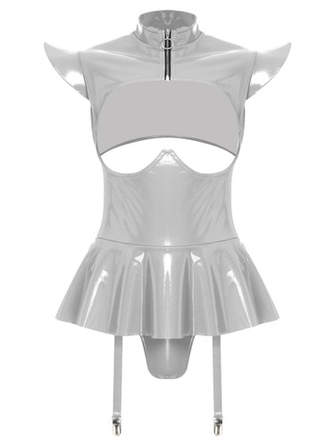 Damen Clubwear PVC Outfits Aushöhlen Overall Date Nacht Einteiler Cosplay - Bild 38 von 83