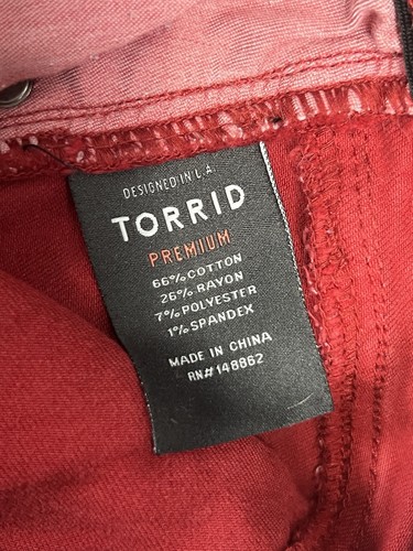 Torrid Premium Sky High Skinny Red 5 Pocket Design Skinny Fit Jeans Womens 18R - Imagen 5 de 12