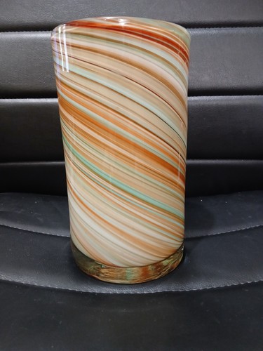 Handblown Vase Art Glass Swirl Kalahari Heavy Thick Glass Multiple Colors Vtg