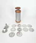 Vintage MIRRO Cookie Press Pastry 10 Discs 2 Tips Aluminum Copper - 2” Slim Size