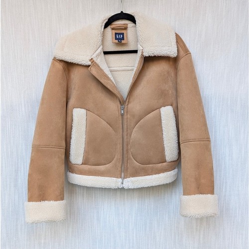 Chaqueta Gap Marrón Vegano Gamuza Sherpa-Trim Cremallera Completa, Talla M - Imagen 1 de 8