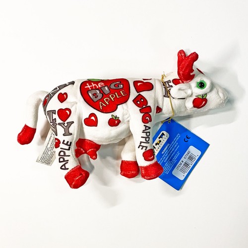 Juguete de peluche vintage Y2K Cow Parade Big Apple New York Beanbag con etiqueta - Imagen 3 de 4