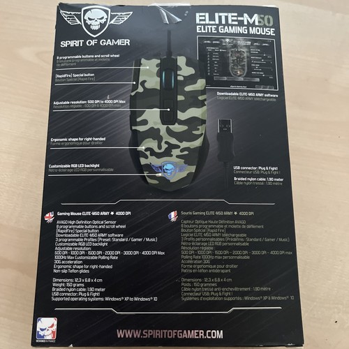 Souris Gaming Elite-M50 Army Ed 4000 DPI 8 boutons dont 1 Rapid Fire Rétroéclair - Zdjęcie 2 z 2