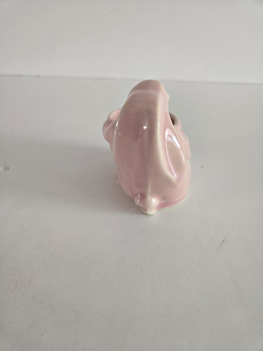 Vintage Shawnee Rabbit Bunny With Basket Mini Miniature Planter Pink - Picture 4 of 9