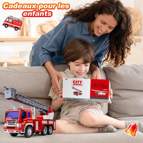 Gros Camion Pompier Jouet Grand Voiture Pompiers XXL avec Échelle Sonore et L... - Picture 7 of 7