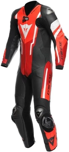 Dainese Misano 3 Perforated One-Piece Suit - Black/Red Fluo/White