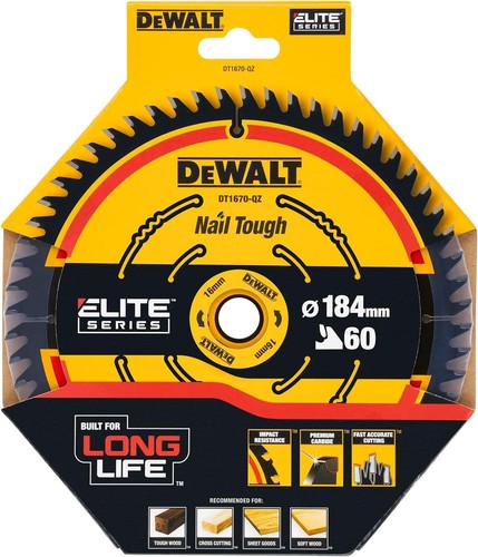 DeWalt DT1670 ELITE EXTREME Cordless Mitre Saw Blade For DCS365 184 x 16mm x 60T - Picture 3 of 4