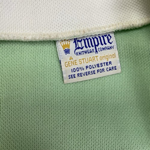 VTG Empire Knitwear Gene Stuart Original Blouse Green White Collar 60s 70s 17x24 - Picture 3 of 6
