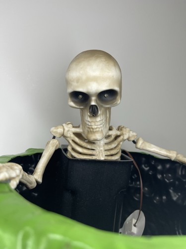 Gemmy Halloween Animated Skeleton Cauldron Candy Bowl - Picture 4 of 8