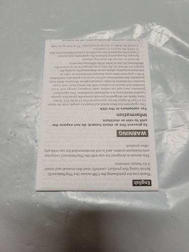 SONY PlayStation 2 USB Mouse PS2 Instructions - Picture 2 of 2