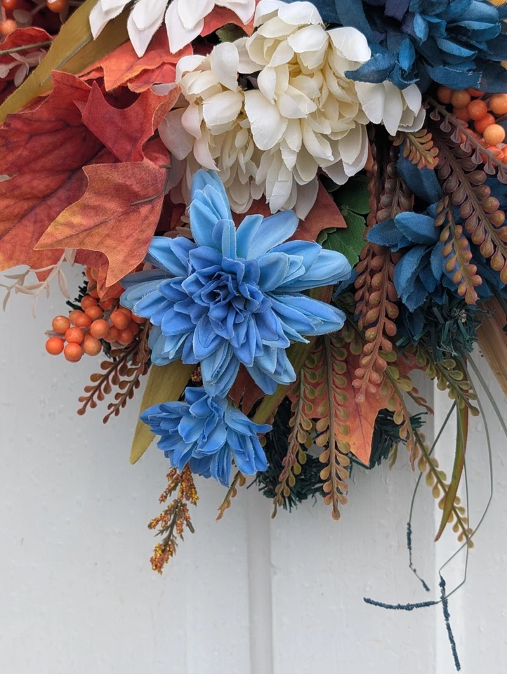 Синий и оранжевый осенний сваг с тыквами и подсолнухами - Изображение 2 из 4