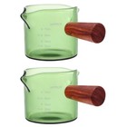  2pcs Creamer -Krüge Holzgriff Messung Tasse Glas Espresso -Krüge für Espresso