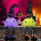 Juegoal 2-Pack 17" Light-Up Plush Halloween Gnomes with Color Changing LED Decor