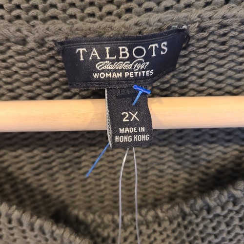 Neu mit Etikett Talbots Strickjacke 2X P Pullover Baumwolle Old Money olivgrün Karriere grob - Bild 7 von 9