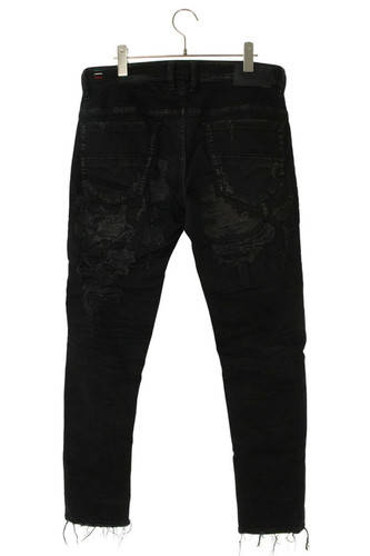 DIESEL Taglia: W32 L30 THOMMER Pantalone denim skinny lavorato Crash nero - Foto 2 di 4