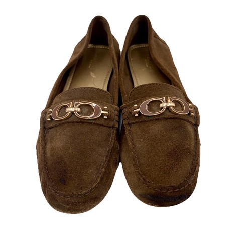Coach Fortunata Mocasín Caballo Bit Mocasín Zapatos Planos Mujeres 9 Marrón Gamuza LEER - Imagen 2 de 13