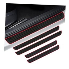 4 PCS Car Door Threshold Protection, Anti Slip Auto Door Entry Guards Black Red