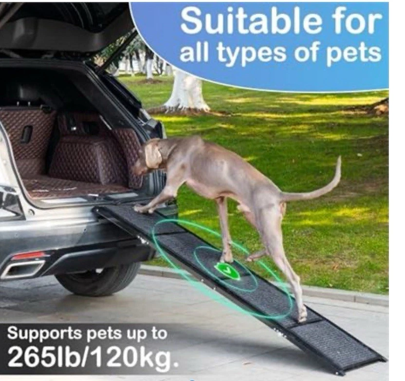 Rampa de escada dobrável para cães Uross 4 etapas para carro e SUV, alumínio, limite de 200 lb - Imagem 2 de 3