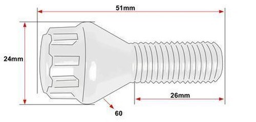 Conjunto De 4 X Pernos Bloqueo para Rueda Tuerca Negro BMW 5 Serie M5. 26mm. - Bild 9 von 9