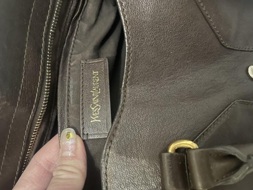 Bolso de Mano Yves Saint Laurent Marrón Oscuro YSL Usado Excelente Estado - Imagen 2 de 7