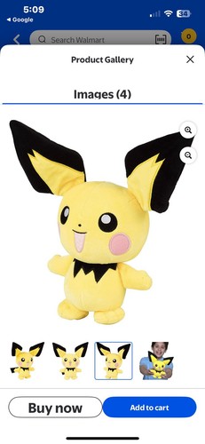 Peluche Pichu Pokemon Centro Seduto Cutie 2018 7 pollici - Foto 2 di 4