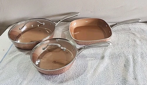 Gotham Steel Hammered Copper 5-piece Cookware  Frying Pan Set