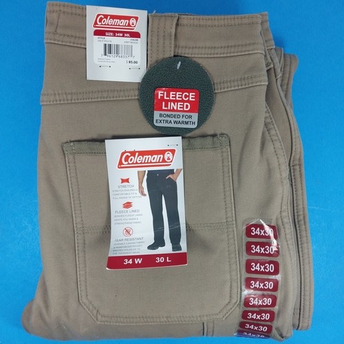 Pantalones de trabajo de carpintero forrados de lana Coleman caqui tostado elástico para hombre talla 34 X 30 - Imagen 1 de 12